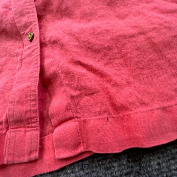 Lauren Ralph Lauren Button Up Shirt Womens Large Linen Long Sleeve Salmon - Picture 9 of 13